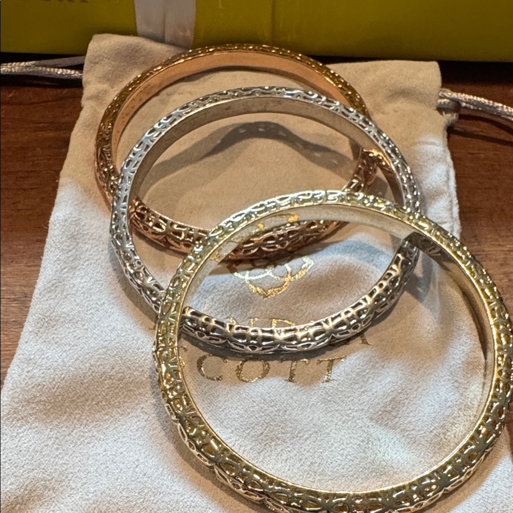 Kendra Scott Lucca Gold, Rose Gold and Silver Bangle Set